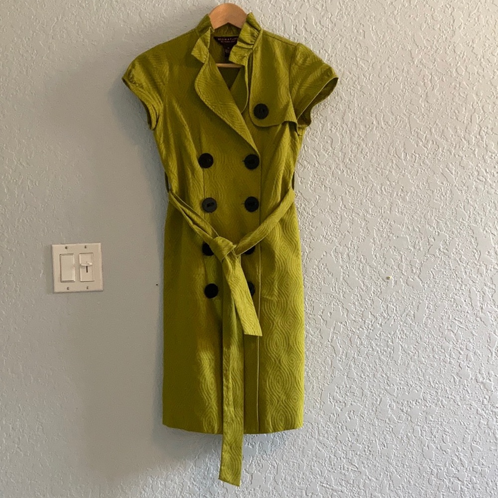 Olive green trench coat dress